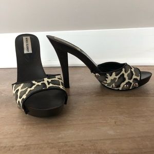 Manolo Blahnik Stingray Print Open Toe Slide Heel